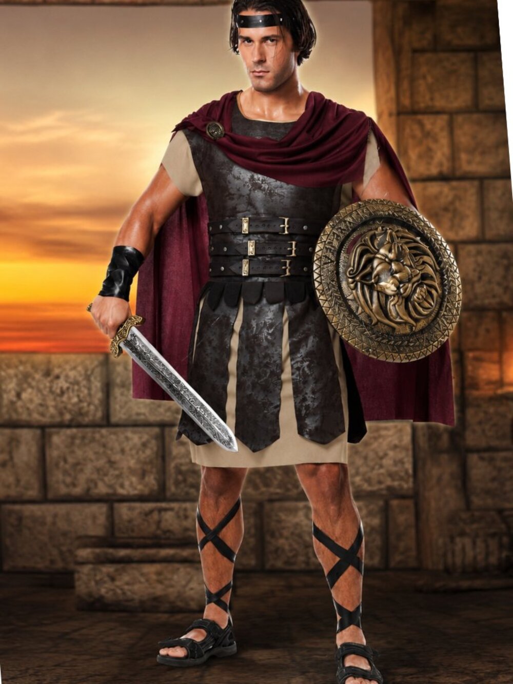 Costumes Roman Gladiator Warrior Men's Halloween Costume Set One Size